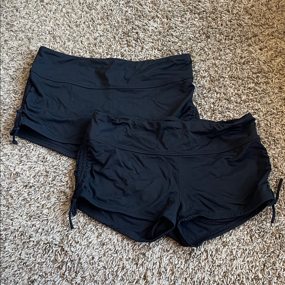 Athleta Black Boy Short Bathing Suit Bottom with adjustable side scrunch - 2pk